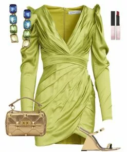 Ieena For Mac Duggal Ruched Satin Puff Sleeve Cocktail Dress