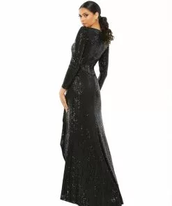 Ieena For Mac Duggal Sequin Wrap Evening Gown
