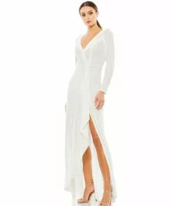 Ieena For Mac Duggal Sequin Wrap Evening Gown