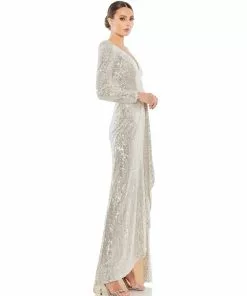 Ieena For Mac Duggal Sequin Wrap Evening Gown