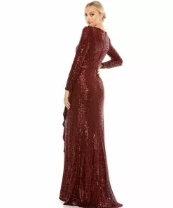 Ieena For Mac Duggal Sequin Wrap Evening Gown