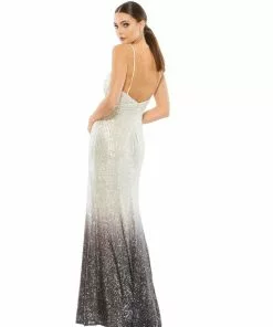 Ieena For Mac Duggal Plunge Neck Ombré Sequin Gown Shop For