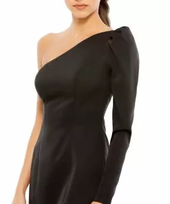 Ieena For Mac Duggal Short Dresses One Sleeve Split Hem Cocktail Dress