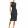 Ieena For Mac Duggal Shop For Draped Back Boatneck Sequined Cocktail Dress