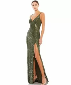 Ieena For Mac Duggal Fully Sequined Scoop Back Gown