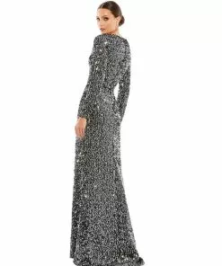 Ieena For Mac Duggal Long Sleeve Sequined Gown Shop For