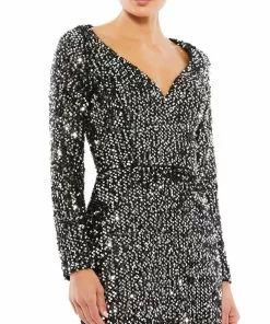 Ieena For Mac Duggal Long Sleeve Sequined Gown Shop For