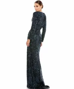 Ieena For Mac Duggal Long Sleeve Sequined Gown Shop For