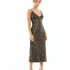 Ieena For Mac Duggal Shop For Sequined Metallic V-Neck Midi Dress