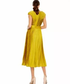 Ieena For Mac Duggal Pleated Cap Sleeve Belted A-Line Midi Dress 13 Ieena For Mac Duggal Pleated Cap Sleeve Belted A-Line Midi Dress