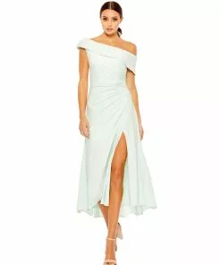 Ieena For Mac Duggal Ruched Off-The-Shoulder Midi Dress Shop For
