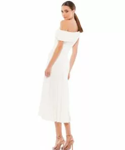 Ieena For Mac Duggal Ruched Off-The-Shoulder Midi Dress Shop For