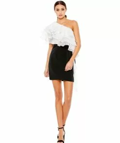Ieena For Mac Duggal Black & White Dramatic Ruffle Cocktail Dress Shop For