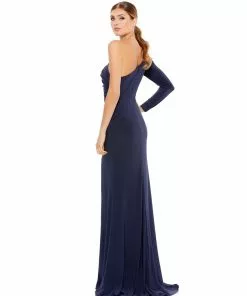 Ieena For Mac Duggal Stretch Jersey One Sleeve Gathered Waist Gown