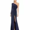 Ieena For Mac Duggal Stretch Jersey One Sleeve Gathered Waist Gown