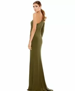 Ieena For Mac Duggal Stretch Jersey One Sleeve Gathered Waist Gown