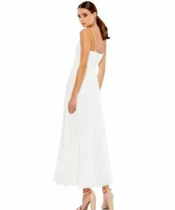 Ieena For Mac Duggal Ruched V-Neck Chiffon Pleated Midi Dress 10 Ieena For Mac Duggal Ruched V-Neck Chiffon Pleated Midi Dress