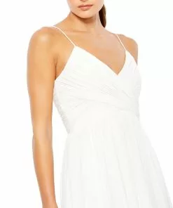 Ieena For Mac Duggal Ruched V-Neck Chiffon Pleated Midi Dress 11 Ieena For Mac Duggal Ruched V-Neck Chiffon Pleated Midi Dress