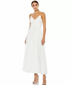 Ieena For Mac Duggal Ruched V-Neck Chiffon Pleated Midi Dress 9 Ieena For Mac Duggal Ruched V-Neck Chiffon Pleated Midi Dress