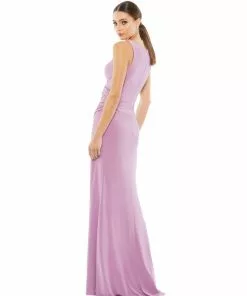 Ieena For Mac Duggal Ruched Stretch Jersey V-Neck Gown Shop For