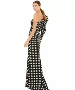 Ieena For Mac Duggal One Sleeve Polka Dot Sheath Gown Shop For