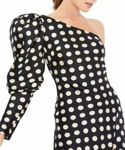Ieena For Mac Duggal One Sleeve Polka Dot Sheath Gown Shop For