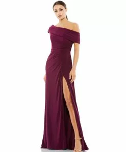 Ieena For Mac Duggal Shop For Foldover Ruched Jersey Evening Gown