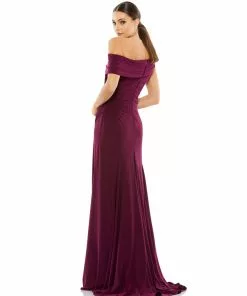Ieena For Mac Duggal Shop For Foldover Ruched Jersey Evening Gown