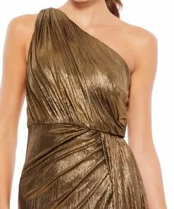 Ieena For Mac Duggal Prom Metallic Draped One Shoulder Grecian Dress 5 Ieena For Mac Duggal Prom Metallic Draped One Shoulder Grecian Dress