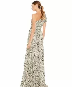 Ieena For Mac Duggal One Shoulder Animal Print Maxi Dress