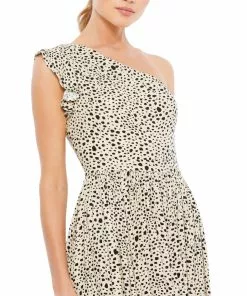 Ieena For Mac Duggal One Shoulder Animal Print Maxi Dress