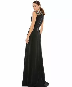 Ieena For Mac Duggal Floral Accented Evening Gown