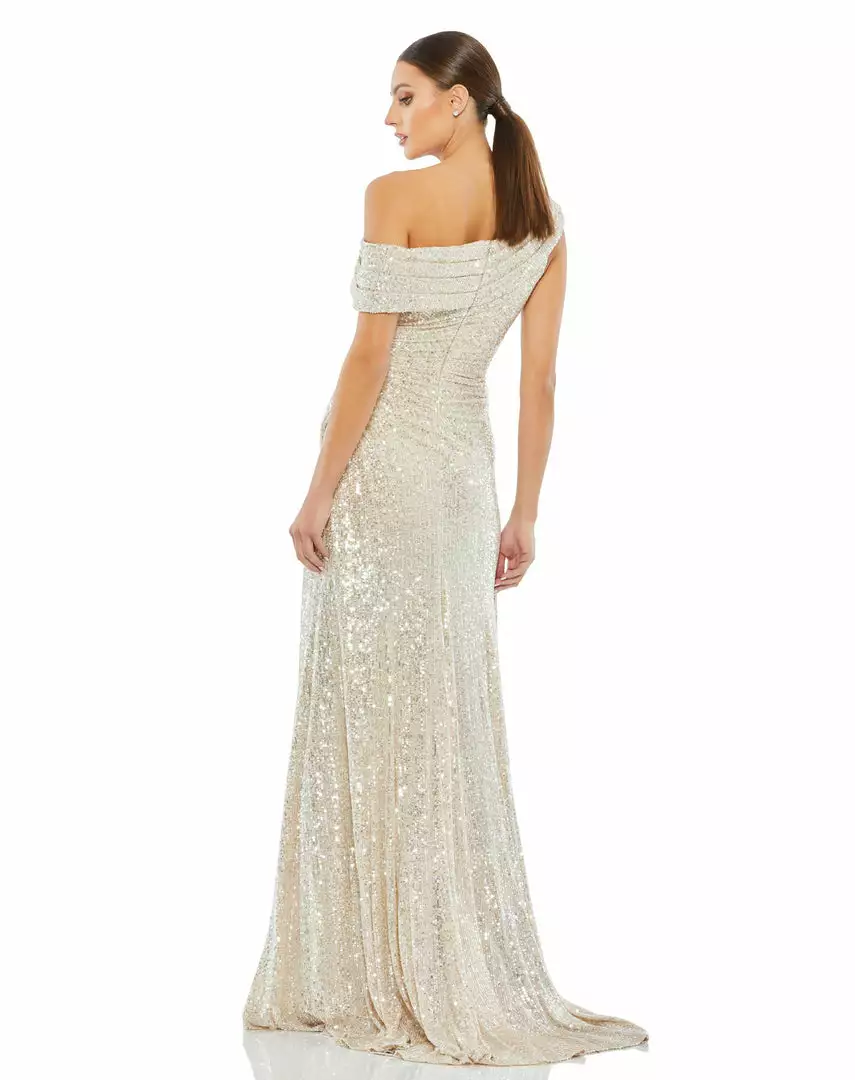 Ieena For Mac Duggal Shop For One-Shoulder Ruched Sequined Gown 2 Ieena For Mac Duggal Shop For One-Shoulder Ruched Sequined Gown