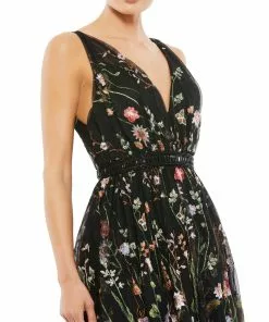 Ieena For Mac Duggal V-Neck Floral Midi Dress 5 Ieena For Mac Duggal V-Neck Floral Midi Dress