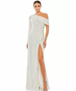 Ieena For Mac Duggal Shop For Sequined Drop Shoulder Faux Wrap Gown