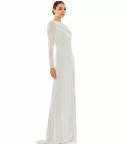 Ieena For Mac Duggal Shop For Sequined Drop Shoulder Faux Wrap Gown