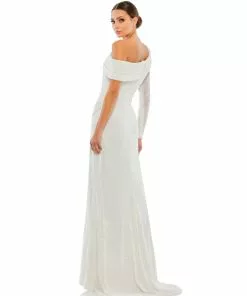 Ieena For Mac Duggal Shop For Sequined Drop Shoulder Faux Wrap Gown