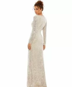 Ieena For Mac Duggal Shop For Sequined Faux Wrap Long Sleeve Column Gown 10 Ieena For Mac Duggal Shop For Sequined Faux Wrap Long Sleeve Column Gown