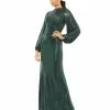 Ieena For Mac Duggal Disco Stretch Blouson Sleeve Gown Shop For