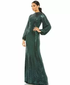 Ieena For Mac Duggal Disco Stretch Blouson Sleeve Gown Shop For