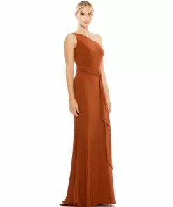 Ieena For Mac Duggal Jersey One Shoulder Belted Trumpet Gown 18 Ieena For Mac Duggal Jersey One Shoulder Belted Trumpet Gown