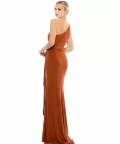 Ieena For Mac Duggal Jersey One Shoulder Belted Trumpet Gown 19 Ieena For Mac Duggal Jersey One Shoulder Belted Trumpet Gown
