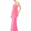 Ieena For Mac Duggal Jersey One Shoulder Belted Trumpet Gown