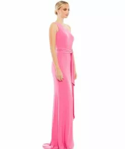 Ieena For Mac Duggal Jersey One Shoulder Belted Trumpet Gown 14 Ieena For Mac Duggal Jersey One Shoulder Belted Trumpet Gown