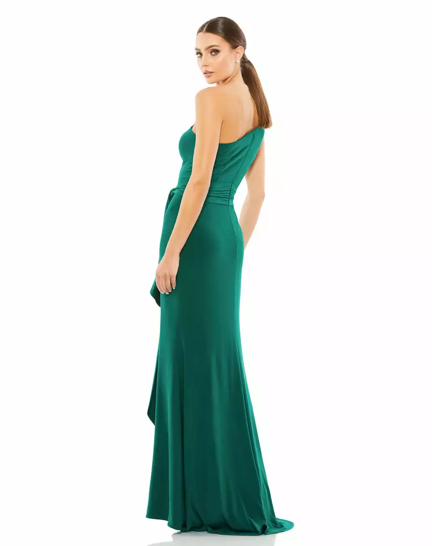 Ieena For Mac Duggal Jersey One Shoulder Belted Trumpet Gown 6 Ieena For Mac Duggal Jersey One Shoulder Belted Trumpet Gown