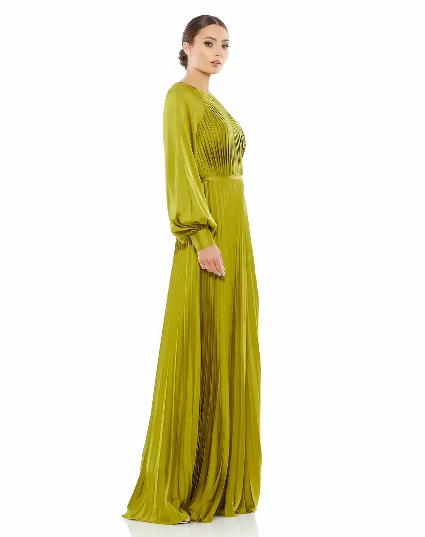 Ieena For Mac Duggal Evening Gowns Long Sleeve Pleated High Neck Gown 4 Ieena For Mac Duggal Evening Gowns Long Sleeve Pleated High Neck Gown