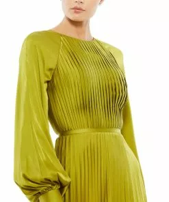 Ieena For Mac Duggal Evening Gowns Long Sleeve Pleated High Neck Gown 9 Ieena For Mac Duggal Evening Gowns Long Sleeve Pleated High Neck Gown