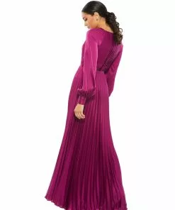 Ieena For Mac Duggal Evening Gowns Long Sleeve Pleated High Neck Gown 12 Ieena For Mac Duggal Evening Gowns Long Sleeve Pleated High Neck Gown