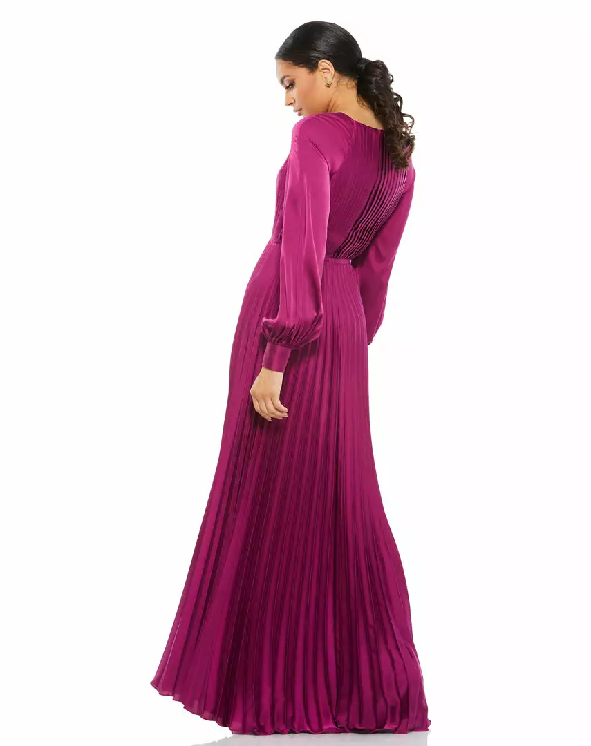 Ieena For Mac Duggal Evening Gowns Long Sleeve Pleated High Neck Gown 6 Ieena For Mac Duggal Evening Gowns Long Sleeve Pleated High Neck Gown