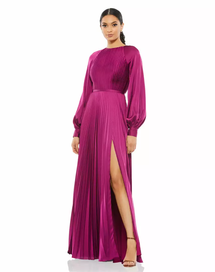 Ieena For Mac Duggal Evening Gowns Long Sleeve Pleated High Neck Gown 5 Ieena For Mac Duggal Evening Gowns Long Sleeve Pleated High Neck Gown